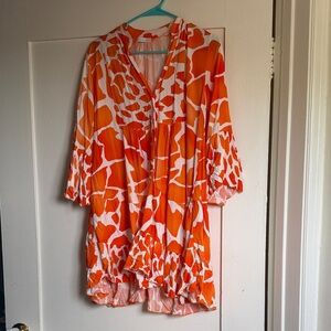 Chic Orange and White Mini Dress